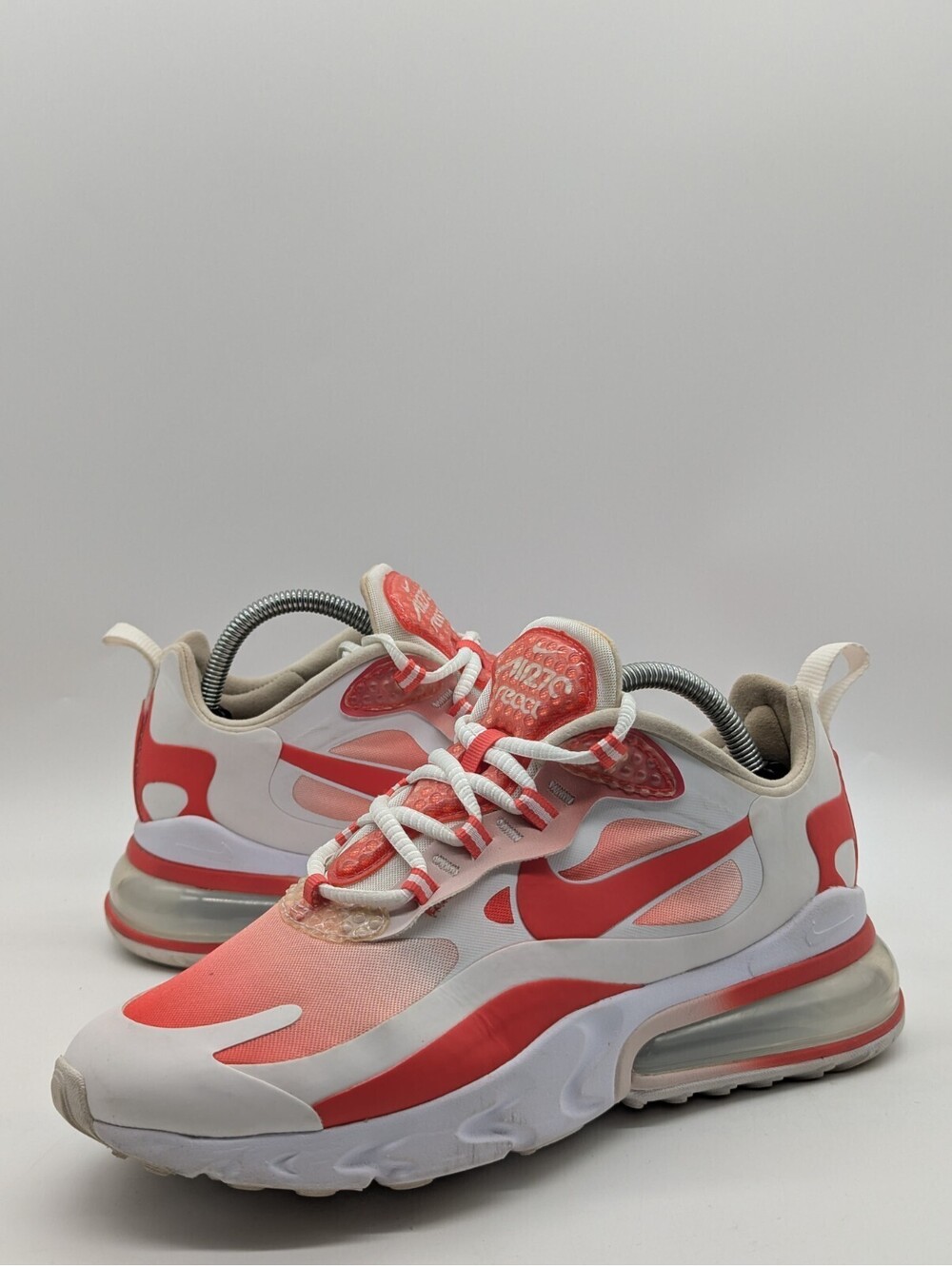 Nike Air Max 270 React Womens Size 9 /Kids 7.5Y Bubble Wrap White Red BV3387-100